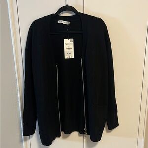 Zara Black Open-Front Cardigan
